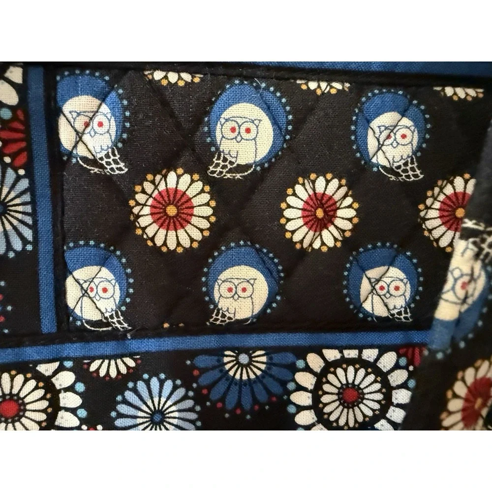 Vera Bradley Night Owl Toggle Tote Bag Retired Quilted Black Owl Floral Purse
